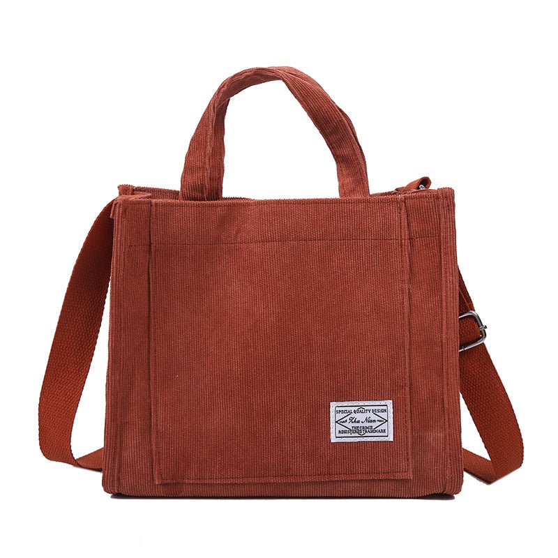 Corduroy Casual Women's Tote Shoulder Bag Retro Bags