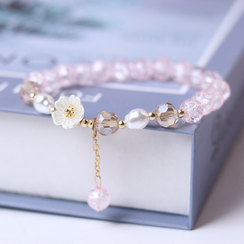 Crystal Flower Cubic Zirconia Pendant Bracelet