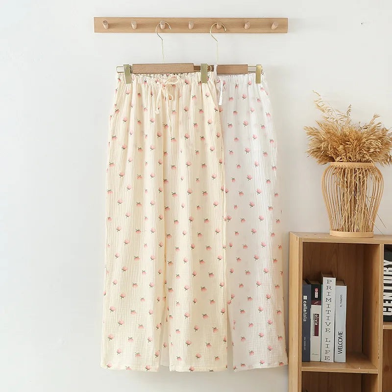 Pants Cotton Crepe Printed Sleepwear