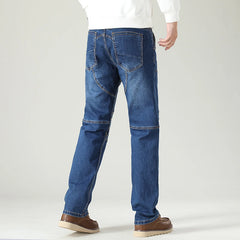 Cotton Stretch Stitching Jeans Classic Casual Men's Straight Loose Denim Pants