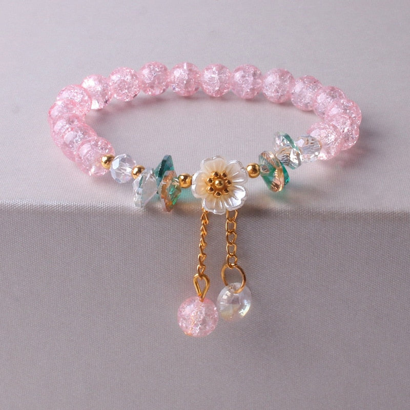 Crystal Flower Cubic Zirconia Pendant Bracelet