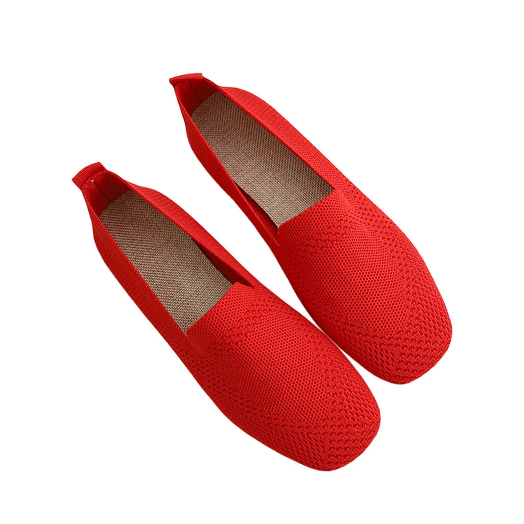 Women's Knitted Flat Shoes Comfort Loafers Slip On Casual