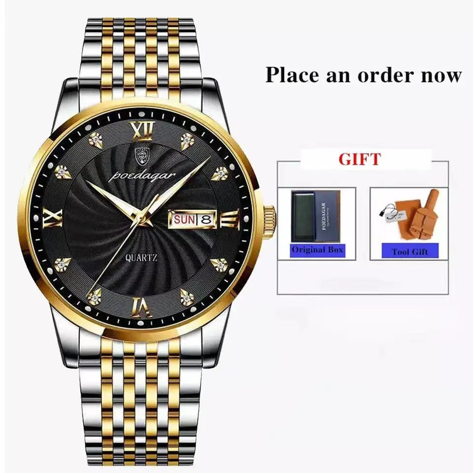 Mens Watches Luminous Waterproof Stainless Steel