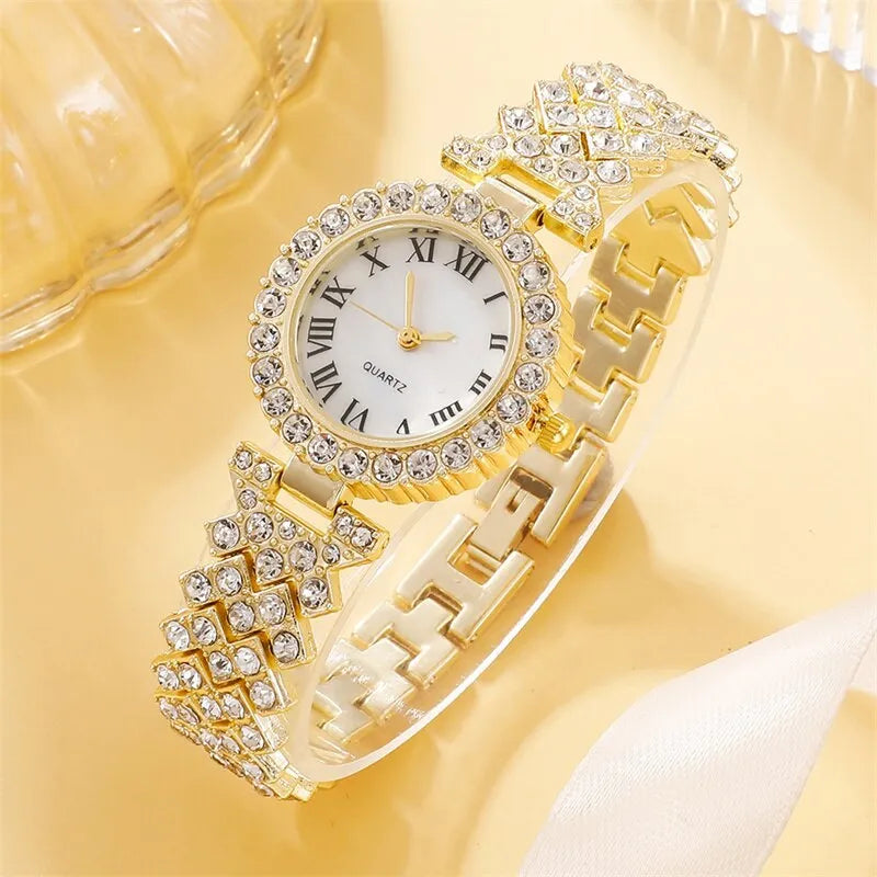 6pcs Set Watches Set Rhinestone Fashion Elegant Wristwatch Quartz