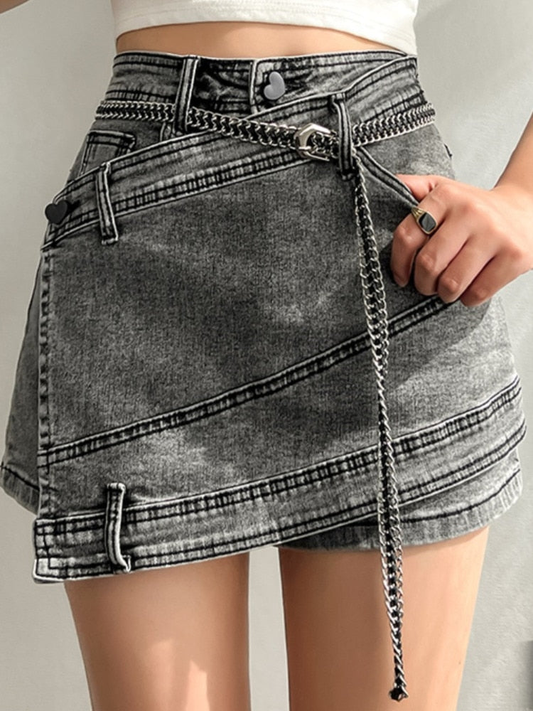 Fashion Denim Skirt New High Waist Irregular