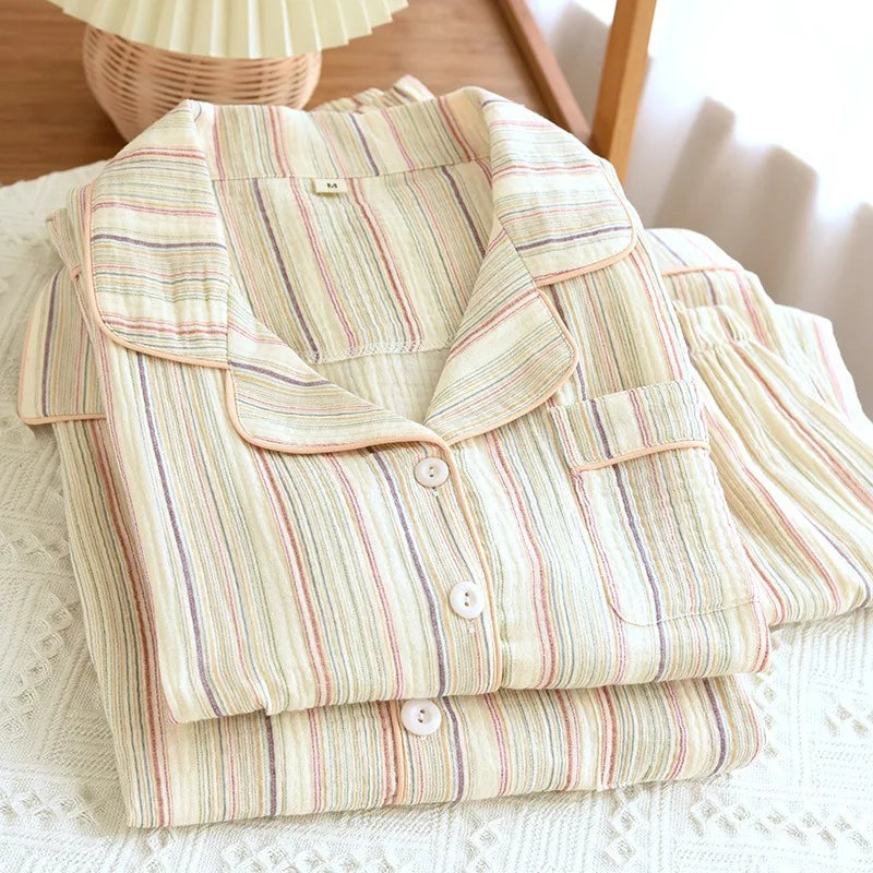 Women's Suits Couple Plaid Set Cotton Long Sleeve