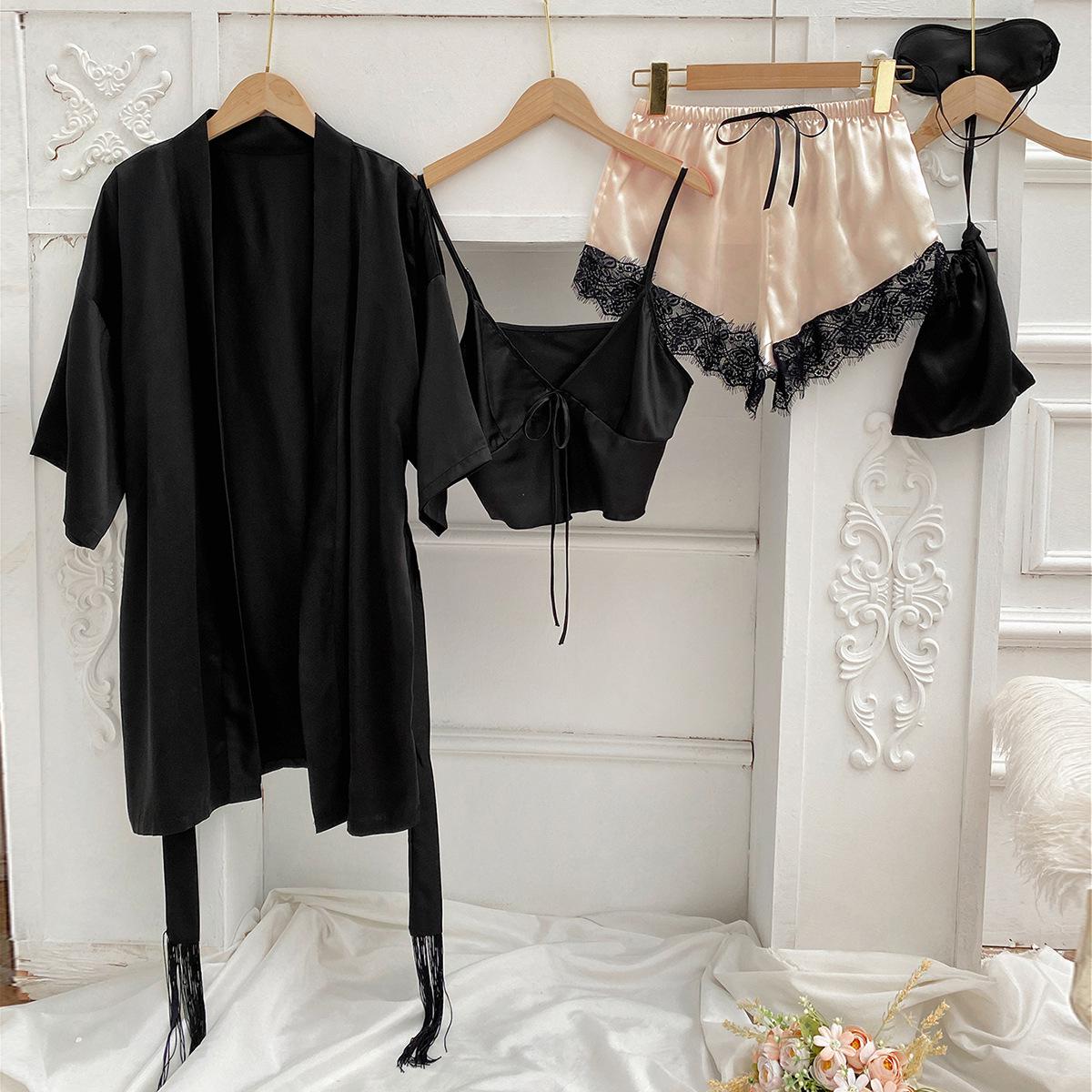 3PCS Lace Sleep Set Pajamas Casual Robe Nightgown