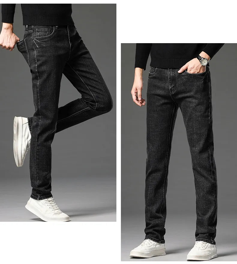 Men's Cotton Stretch Slim Jeans Straight Version Business Fashion