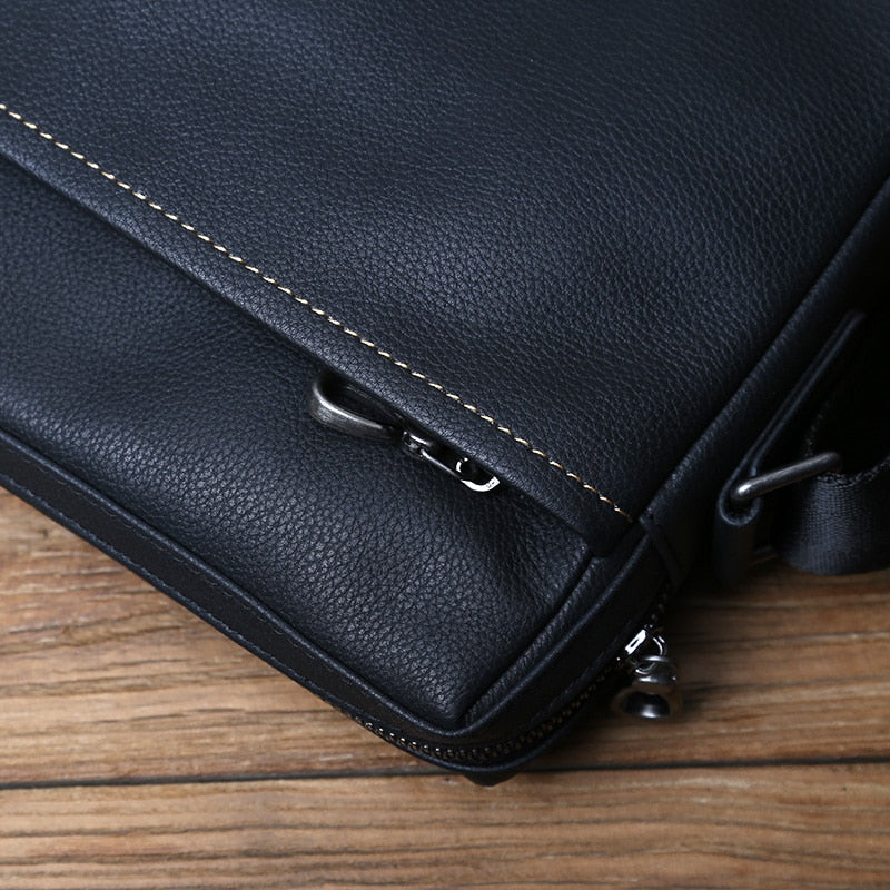 Leather Men's Shoulder Bag Casual Vertical Messenger