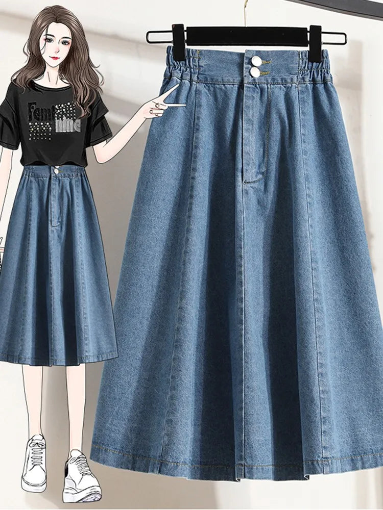 High Waist Denim Casual Skirts Simple Style All-match