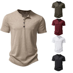 Summer Men Casual Solid Color Short Sleeve T Shirt