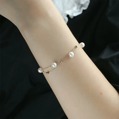 Fashion Trend Unique Design Elegant Delicate Double Layer Pearl Bracelet