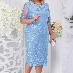 Plus Size Dresses Short Sleeve Lace Floral Elegant