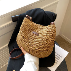 Casual Large Capacity Straw Shopping Tote Bag