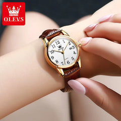 Quartz Watch For Women 50M Leather Strap