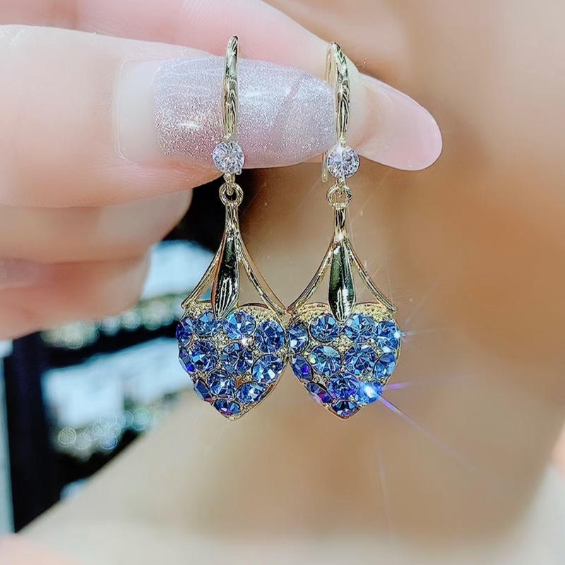 Heart Shape Stud Flowers Tassel Earring