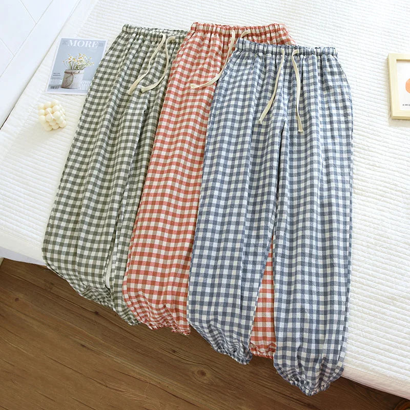 Couple Plaid Pajama Pants Multi Colors Cotton Home Pants