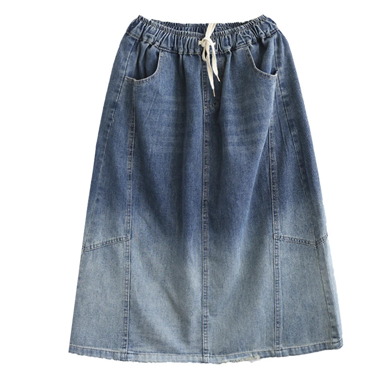 Fashion Women's Elastic Waist Cotton Denim Skirt