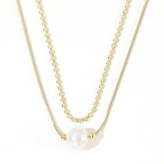 Style Elegant Magic Pearl Pendant Double-layer Metal Necklace