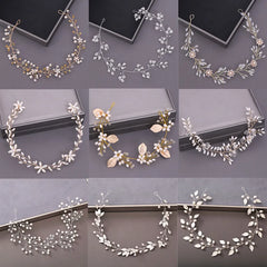 Bridal Gold Silver Color Pearl Flower Hairband