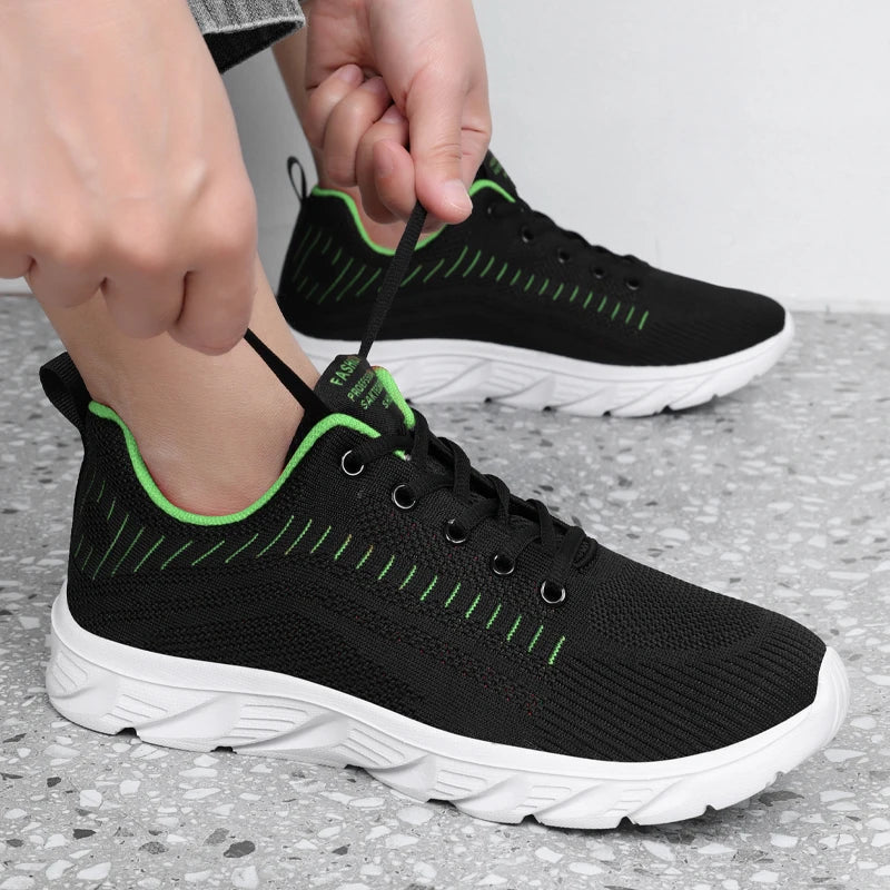 Men's Trendy Lace Up Knit Sneakers Casual Outdoor