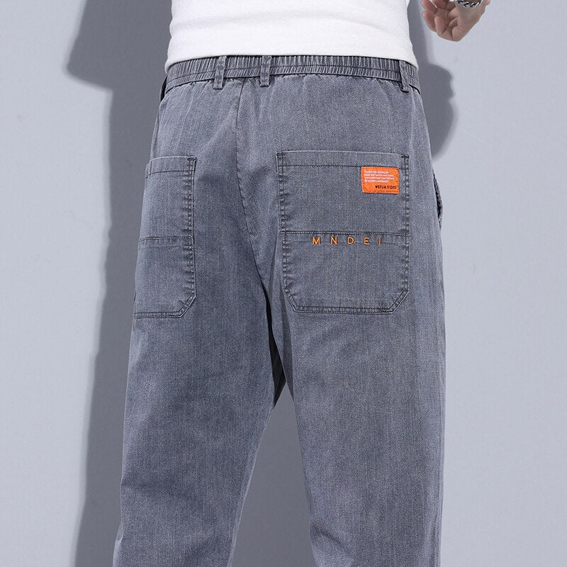 Brand Clothing Summer Casual Pants Men Stretch Elastic Waist Classic