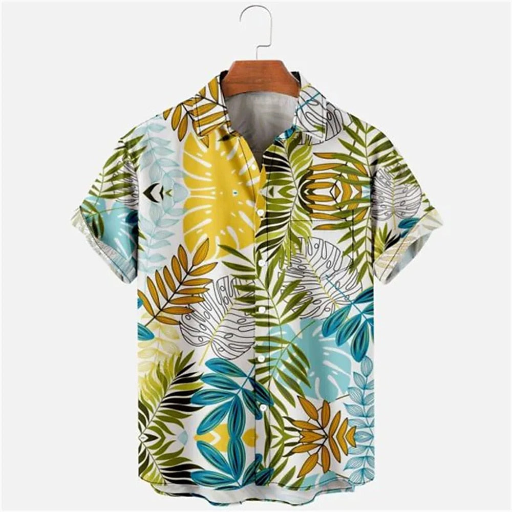 Hawaiian Men Flower Shirt Clothes Loose Street Casual Chic