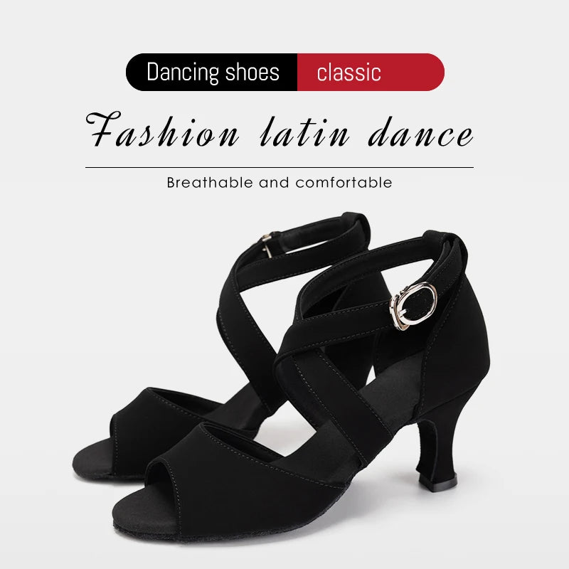 Women Dance Shoes Latin Professional Practice Shoes Soft Heel 5-7cm