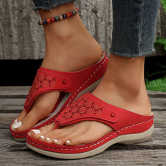 Sandals Open Toe Fretwork Flip Flops Wedges Comfortable Slippers