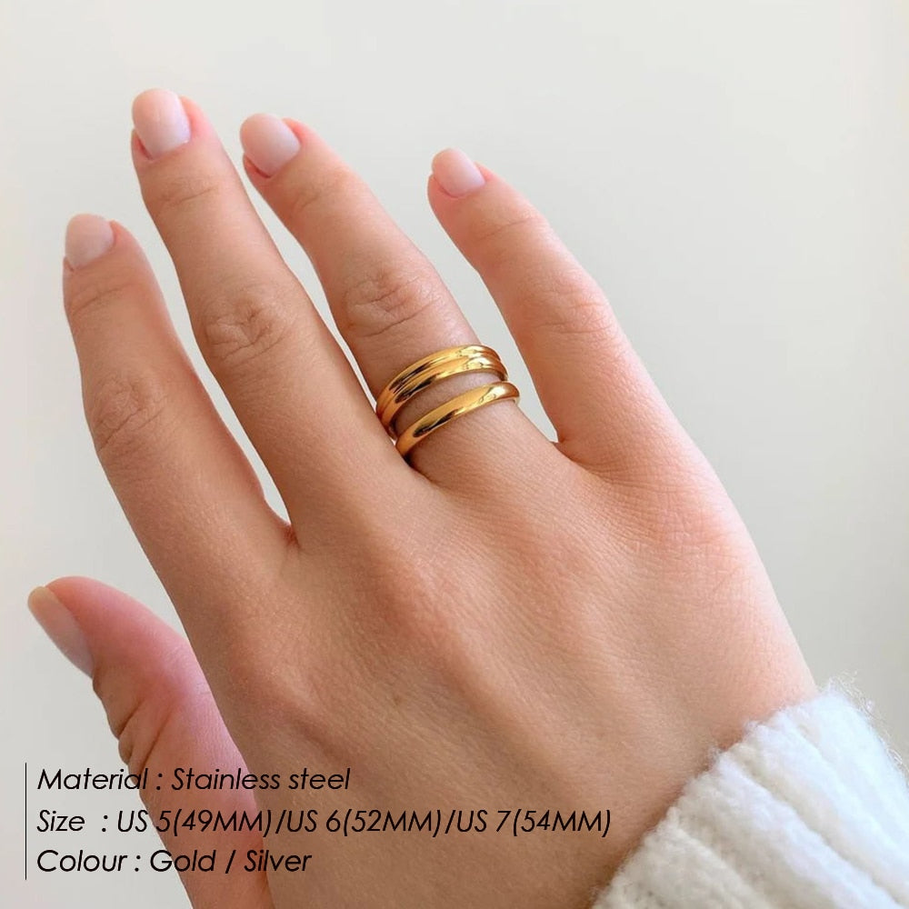 Fashion  Color Geometric Multi-layer Line Ring