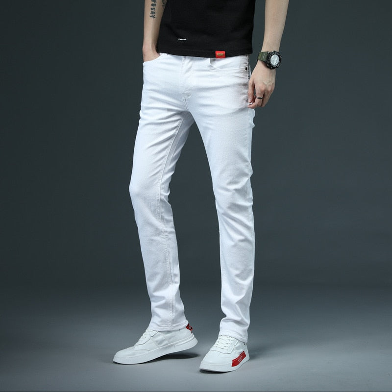 Clothing Solid Color Cotton Jeans Casual Classic Denim Trousers