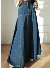 Maxi Long Skirts Women Vintage High Waist Jean Skirt