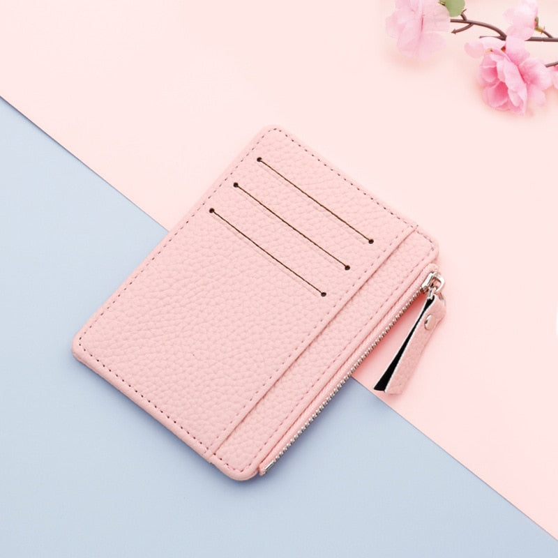 Small Fashion ID Card Holder Slim Leather Wallet