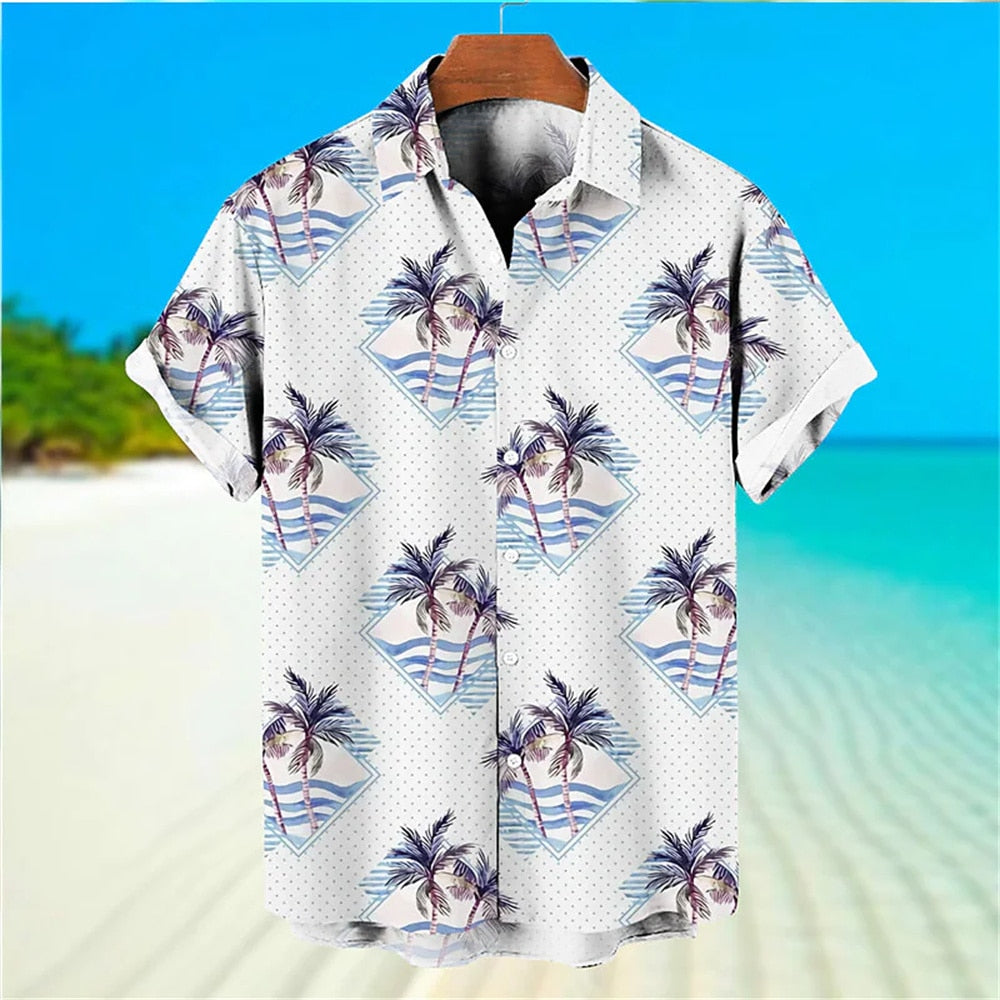 Hawaiian Men Flower Shirt Clothes Loose Street Casual Chic