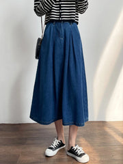 Denim Skirts Casual High Waist A-line Loose Vintage