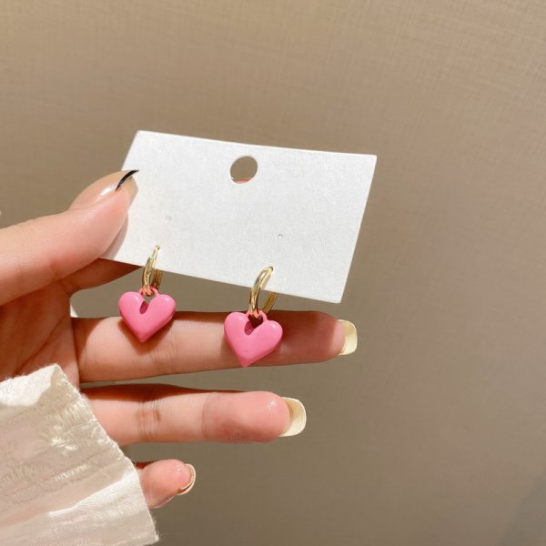 Heart Shape Stud Flowers Tassel Earring