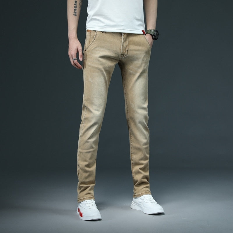 Clothing Solid Color Cotton Jeans Casual Classic Denim Trousers