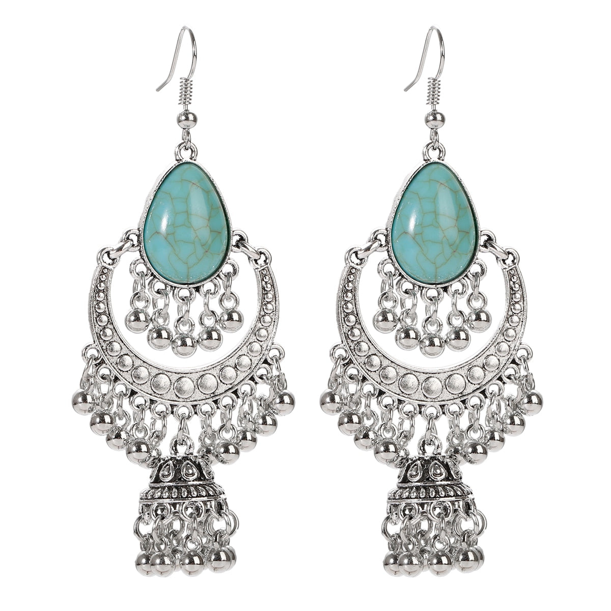 Classic Ethnic Turquoises Water Drop Earrings Bohemian Vintage Jewelry