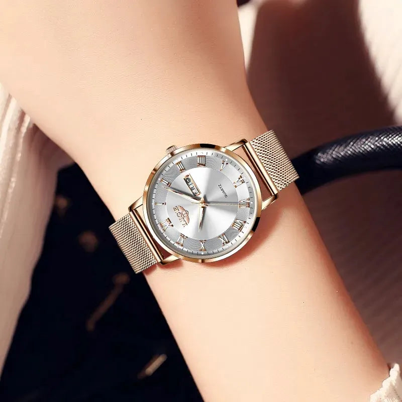 Fashion Women Watch Ultra-Thin Mesh Watch Casual