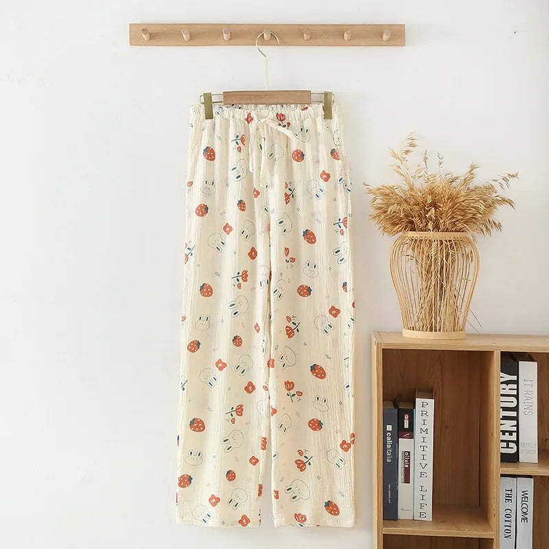 Pants Cotton Crepe Printed Sleepwear