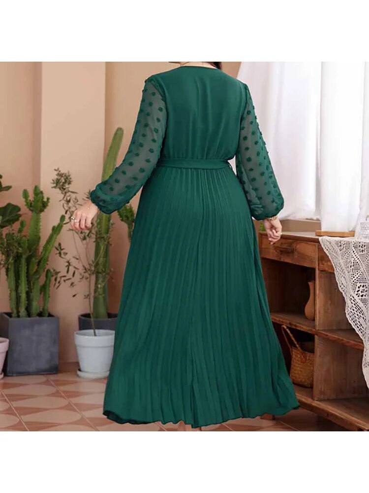 plus-size solid color elasticated waist dress clothing