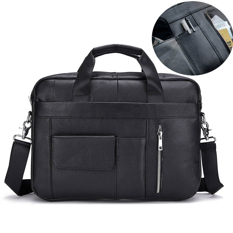 Men Genuine Leather Handbags Casual Leather Laptop Bags