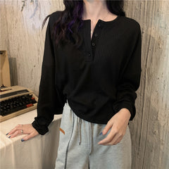 Solid Casual T-Shirts Female Pullover Women's Blouse Long Short