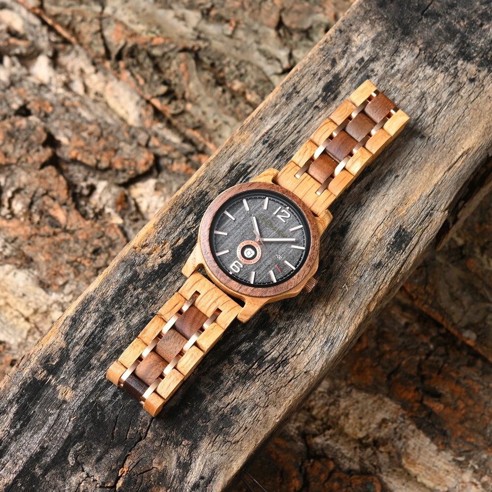 Wood Watch Movement Men's Quartz Wristwatch