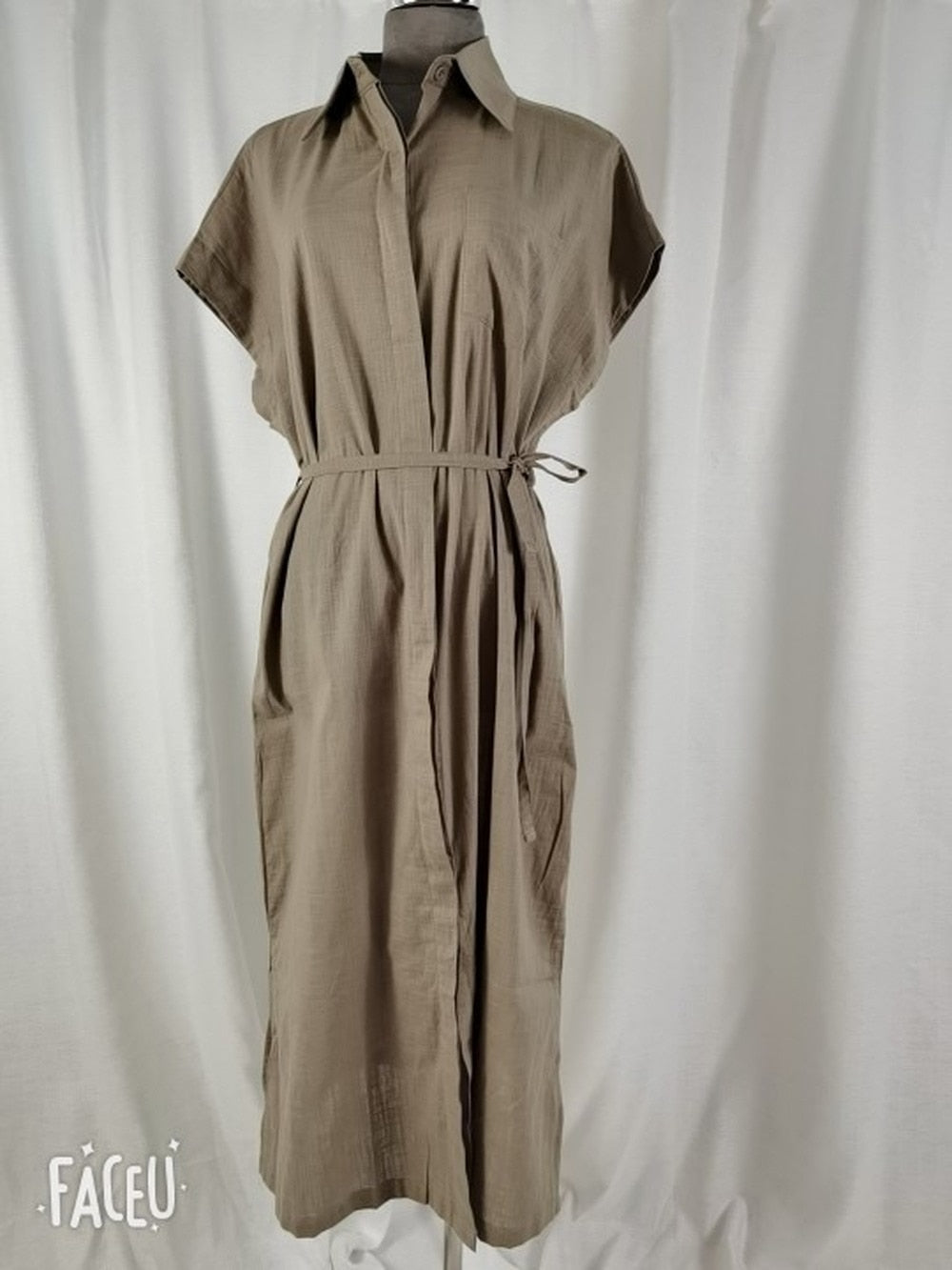 Dress Shirt Dress Long Evening Female Vintage Maxi Oversize