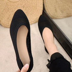 Knitted Ballet Flats Mesh Breathable Pointed Toe Slip on Loafers