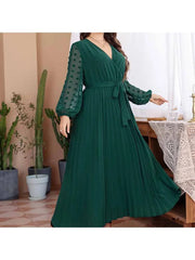 plus-size solid color elasticated waist dress clothing