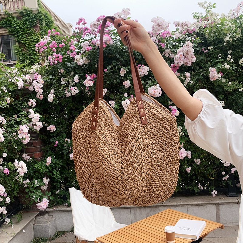 Casual Large Capacity Straw Shopping Tote Bag