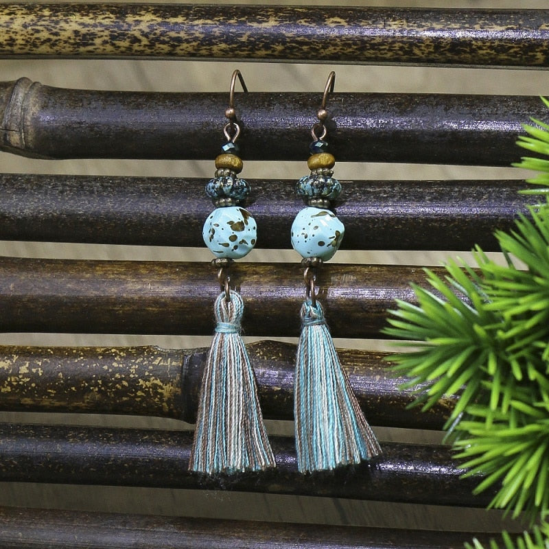 Long Ethnic Drop Vintage Earrings Statement Big Tassel Fashion Jewelry