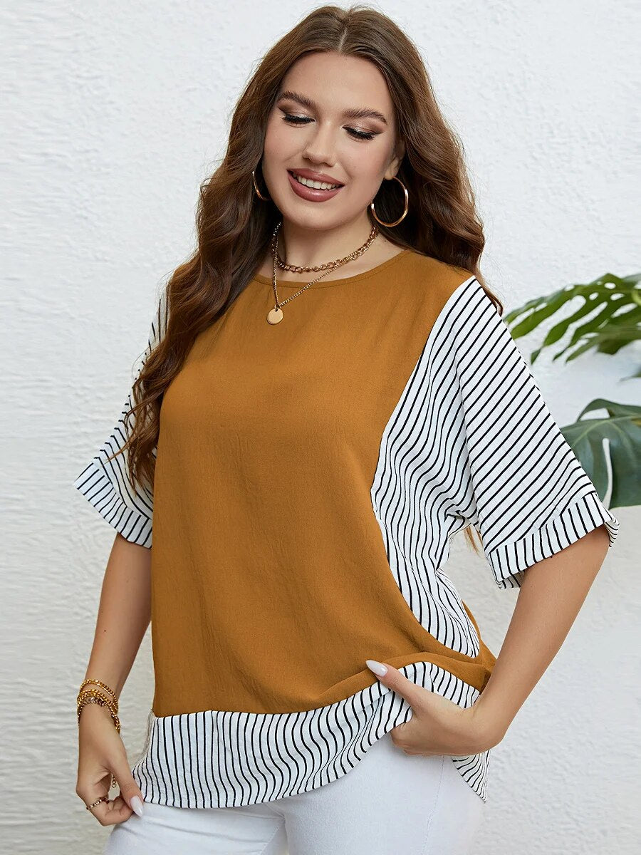 Summer panels plus-size blouses Style